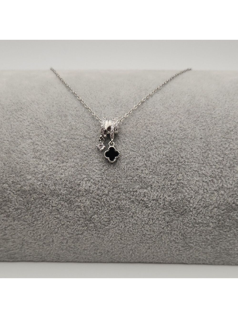 Silver Stainless Steel Clover Charm Necklace – Waterproof & Tarnish Proof